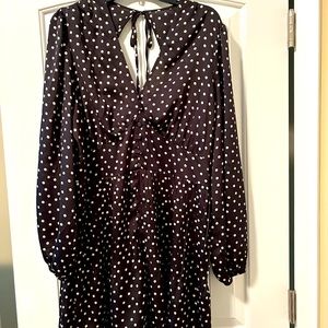 Polk dot long sleeve romper with cut out back